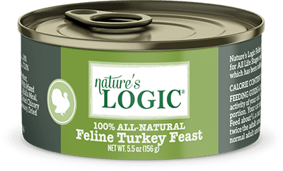 Nature's Logic Feline Turkey Feast canned, wet cat food.