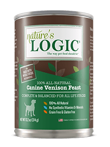 Nature's Logic Canine Venison Feast canned, wet dog food.