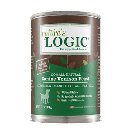 Canine Venison Feast canned wet dog food from Nature's Logic.