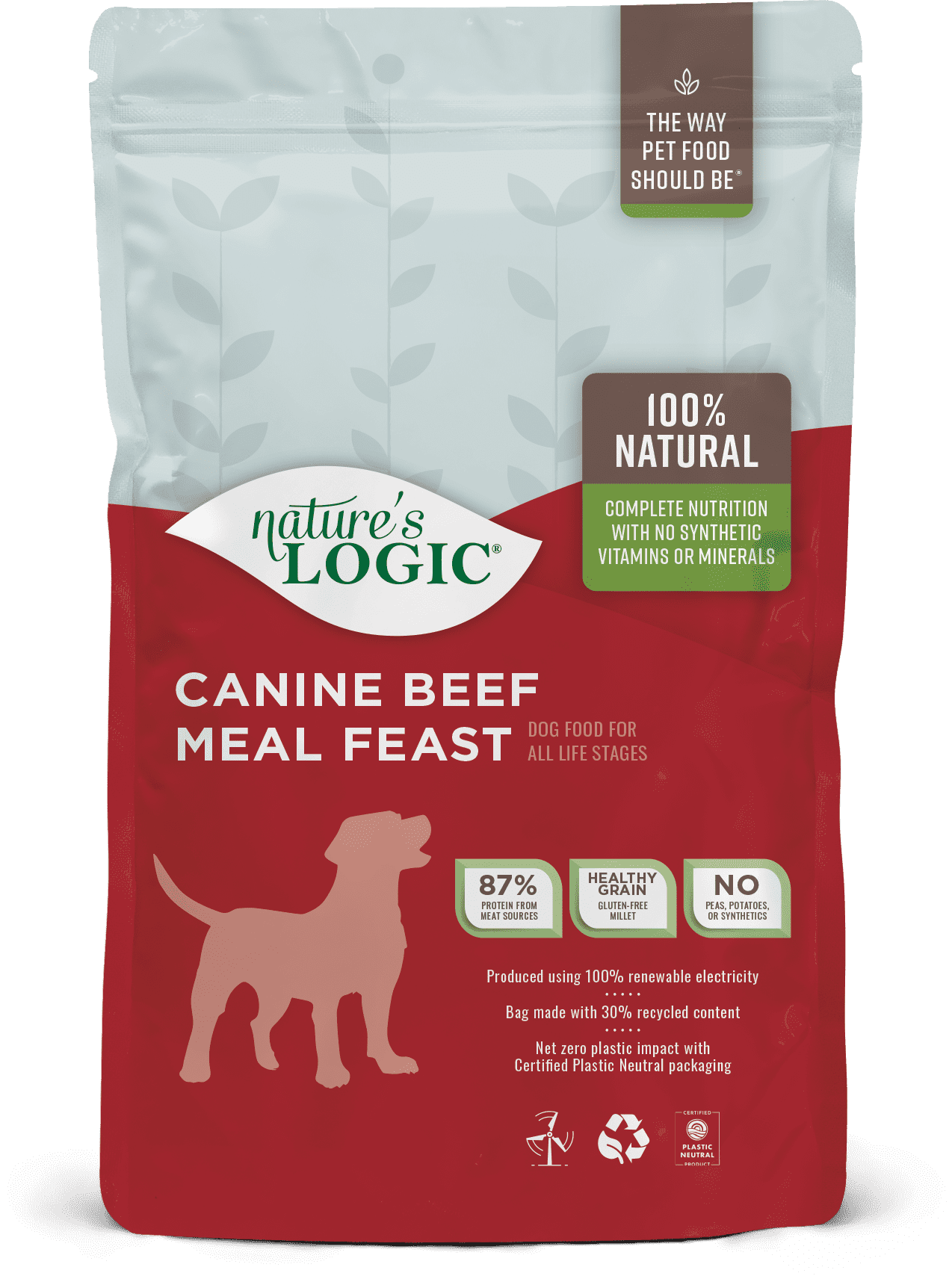 Nature's Logic Canine Beef Meal Feast dry dog food kibble.