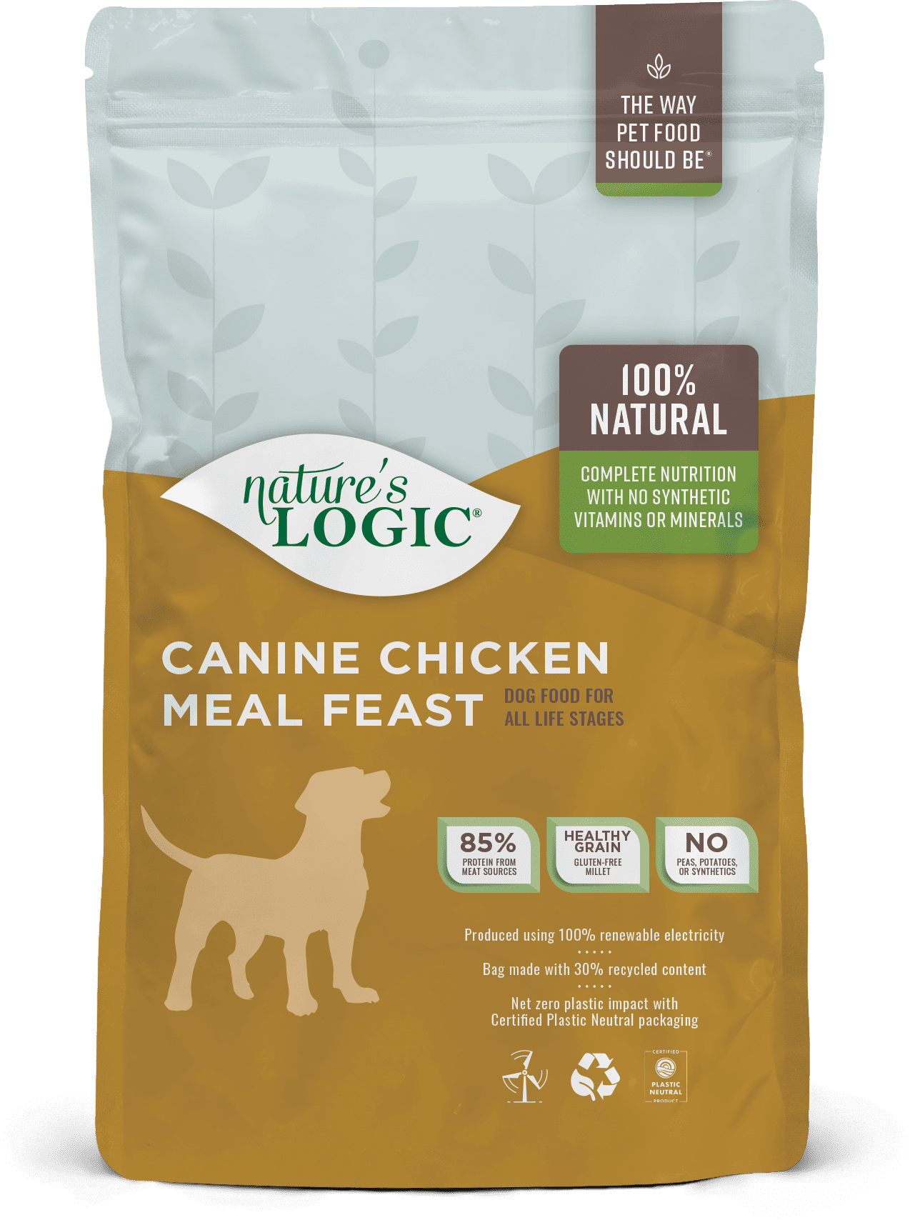 Nature's Logic Canine Chicken Meal Feast bag.