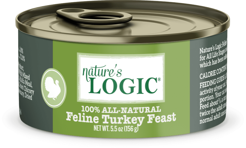 Nature's Logic Feline Turkey Feast canned, wet cat food.