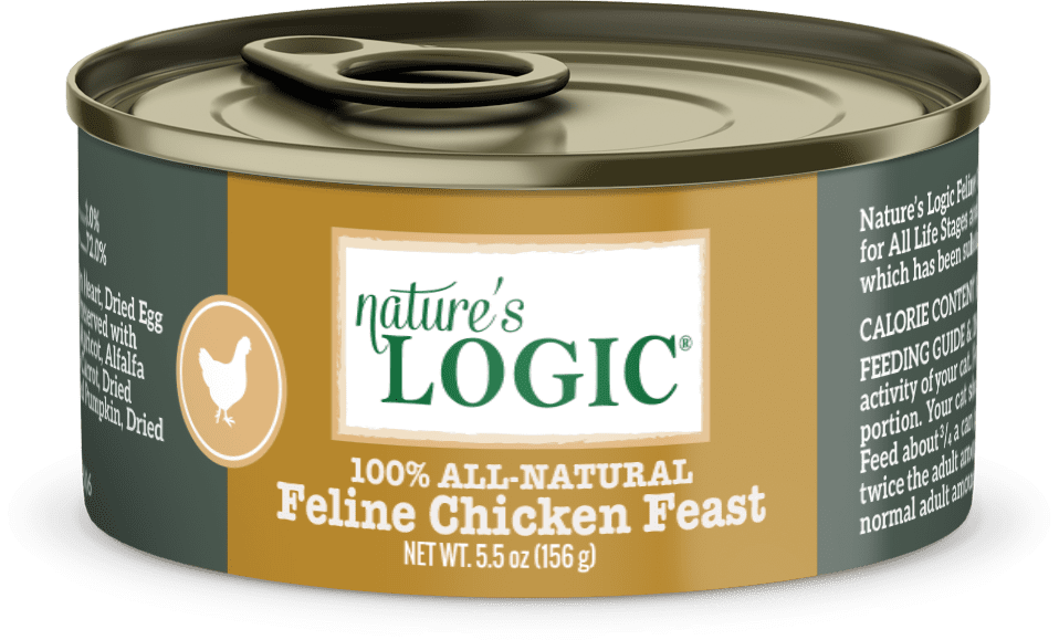 Nature's Logic Feline Chicken Feast canned, wet cat food.