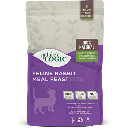 Nature's Logic Canine Rabbit Meal Feast bag of dry dog food kibble.