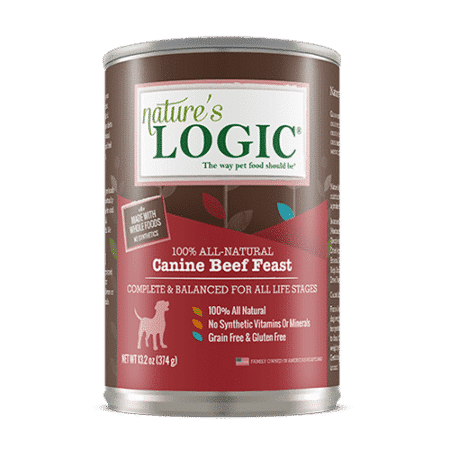 Canine Beef Feast canned dog food from Nature's Logic.