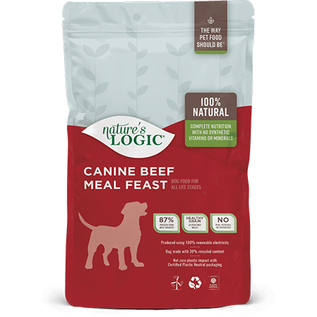 Nature's Logic Canine Beef Meal Feast dry dog food kibble.